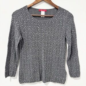 Anne Klein Sequin Sweater Womens Size PM Lightweight Sparkle Casual Classic